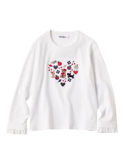 Familiar Heart-motif T-shirt In White