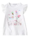 Familiar Ruffled-sleeves T-shirt In Neutral