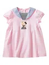 Familiar Sailor-collar Embroidered Dress In Pink