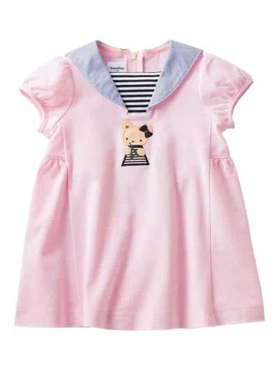Familiar Kids' Sailor-collar Embroidered Dress In Pink