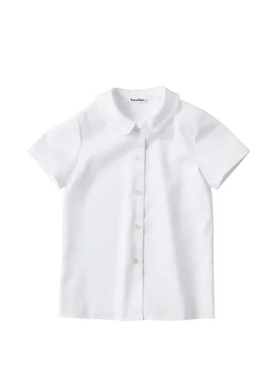 Familiar Kids' Short-sleeve Peter Pan-collar Shirt In White