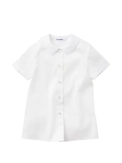 Familiar Kids' Short-sleeve Peter Pan-collar Shirt In White