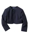 Familiar Single-breasted Cropped Wool Blazer In Blue