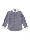 Familiar Stripe-pattern Cotton-blend Shirt In Blue