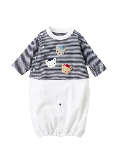 Familiar Babies' Striped Bear-patch Pajama In Black