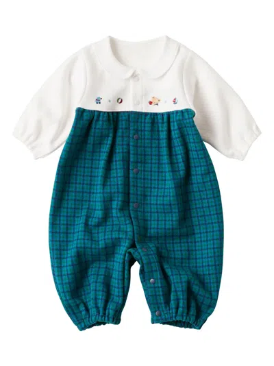 Familiar Babies' Tartan Check-pattern Cotton Romper In Blue