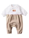 Familiar Teddy-appliqué Cotton Romper In Neutrals