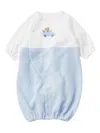 Familiar Teddy Bear-embroidered Cotton Romper In Blue