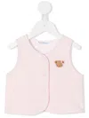 Familiar Embroidered-teddy Detail Vest In Pink