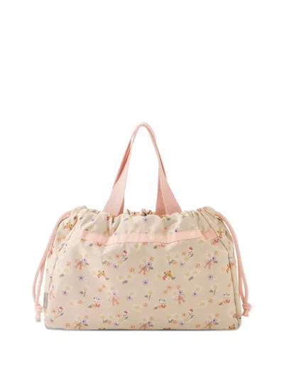 Familiar Kids' X Lesportsac E/w City Floral-print Drawstring Tote Bag In Neutral