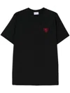 Family First Black Embroidered Heart T-shirt In Black