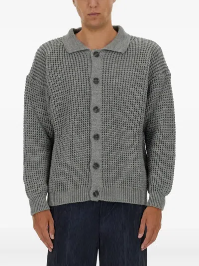 Family First Grey Shirt Collar Cardigans In Multi