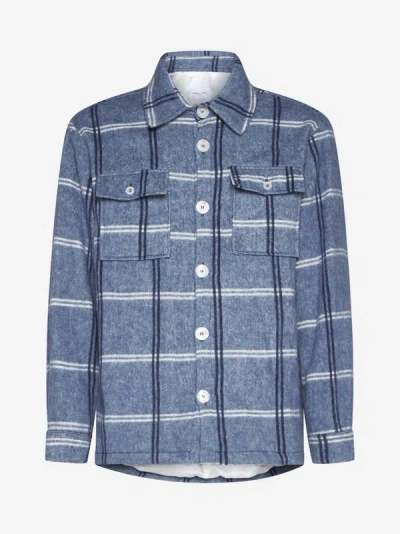 Family First Check Flannel Overshirt In Light Blue