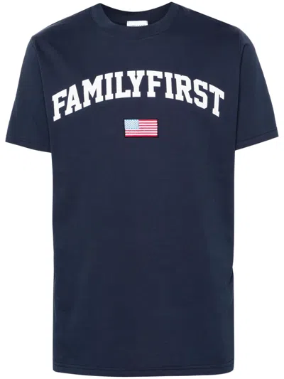 Family First College Cotton T-shirt In Blue