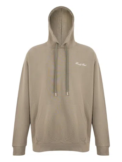 Family First Embroidered Hoodie In Brown