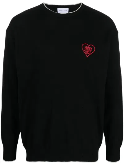 FAMILY FIRST EMBROIDERED-LOGO CREW-NECK JUMPER