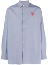 Family First Embroidered-logo Striped Shirt In Blue
