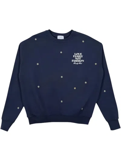 Family First Floral-embroidered Sweatshirt In 蓝色