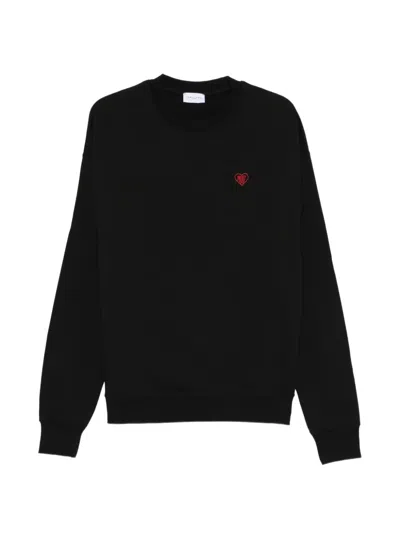 Family First Heart Cotton Sweater In Black