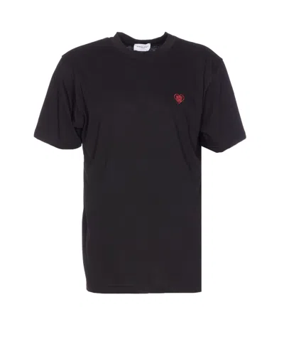 Family First Heart Embroidered Tee In Black