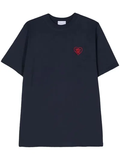Family First T-shirt With Embroidery In Blue