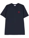 Family First T-shirt With Embroidery In Blue