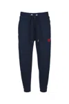 Family First Heart-embroidered Track Pants In Blue