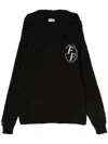 Family First Knitted Hoodie In Black