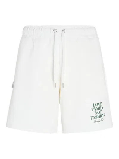 Family First Logo Drawstring Shorts In White