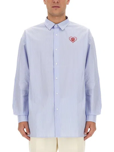 Family First Shirt With Logo In Blue