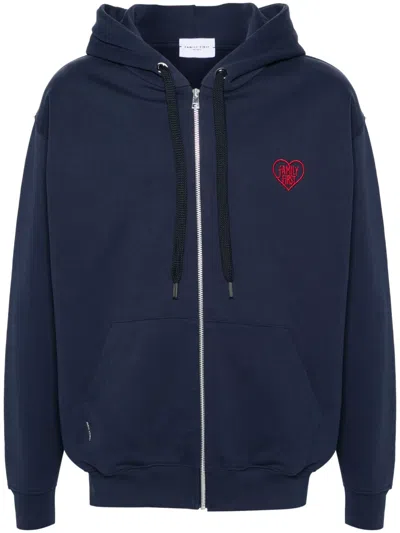 Family First Logo-embroidered Cotton Hoodie In Blue