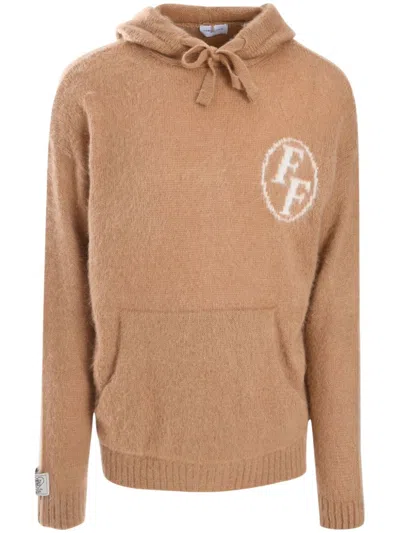 Family First Logo-embroidered Hoodie In Neutrals