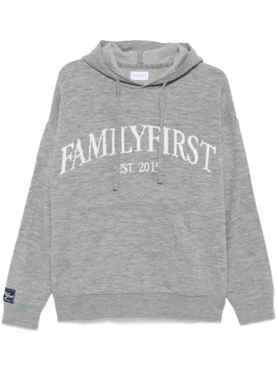 Family First Logo-jacquard Hoodie In Grey