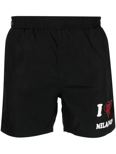 Family First Logo-print Swim Shorts In Schwarz