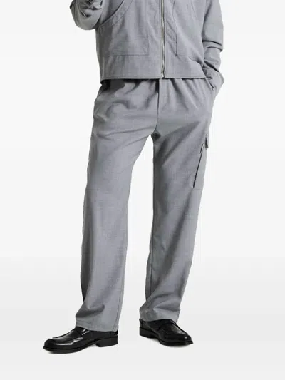 Family First Mélange-effect Trousers In Gray