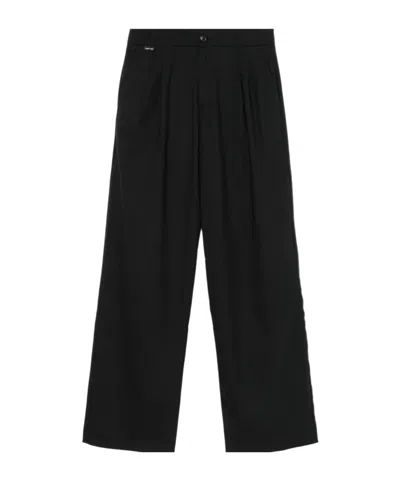 Family First Twill Wide-leg Trousers In Black