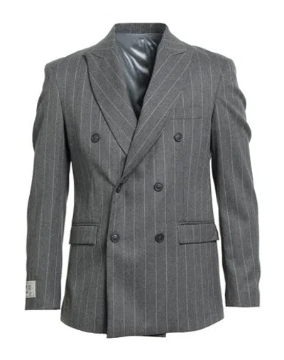 Family First Milano Man Blazer Grey Size 42 Polyester, Viscose, Wool, Elastane In Gray
