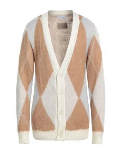 FAMILY FIRST FAMILY FIRST MILANO MAN CARDIGAN CAMEL SIZE L MOHAIR WOOL, POLYAMIDE, ACRYLIC