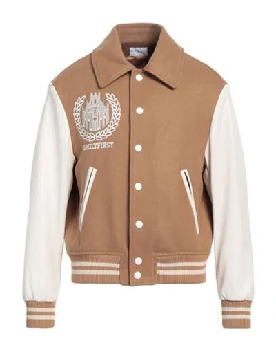 Family First Milano Man Jacket Camel Size S Polyester, Acrylic, Wool In Brown