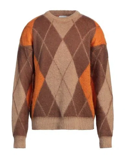 Family First Milano Man Sweater Brown Size Xl Superkid Mohair, Polyamide, Polyacrylic