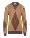 Family First Milano Man Sweater Camel Size L Mohair Wool, Polyamide, Acrylic In Beige