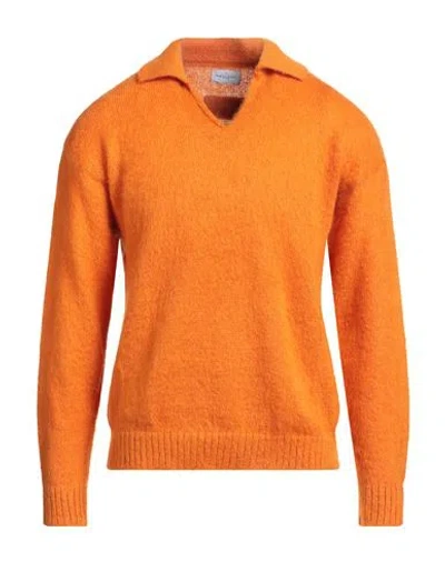 Family First Milano Man Sweater Orange Size M Mohair Wool, Polyamide, Polyacrylic