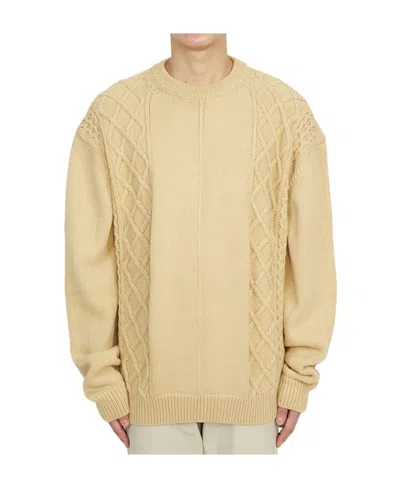 Family First Round Neck Long-sleeved Sweater In Nude