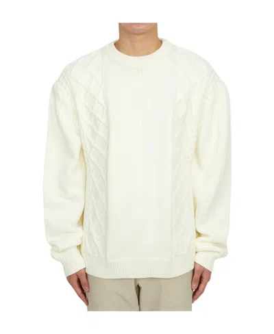Family First Round Neck Long-sleeved Sweater In White