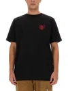 Family First Black Embroidered Heart T-shirt In Black