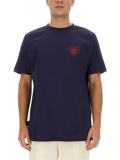 Family First Milano T-shirt With Logo In Blue