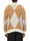 Family First Argyle Mohair-blend Cardigan In Neutral