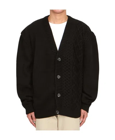 Family First V-neck Long-sleeved Sweater In Black