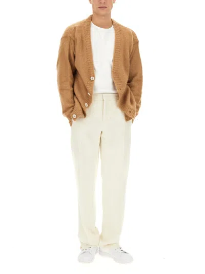 Family First Mohair Blend V-neck Cardigan In Beige