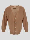 Family First V-neck Cardigan In Beige